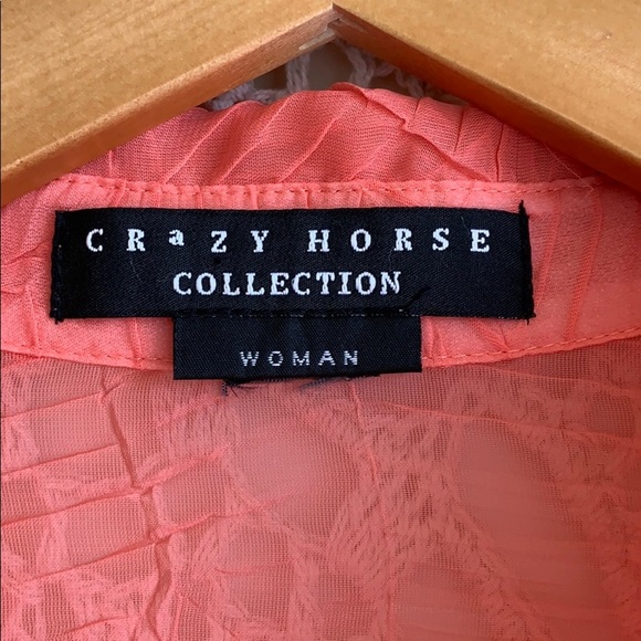 💛4 for $25 - Boho leaf textured button down sheer blouse. L/XL - Picture 6 of 8